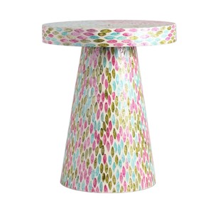 Handmade Mother of Pearl Table with Colorful Leaf Pattern Modern Living Room Furniture - Product Image 1