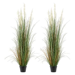 Lot de 2 plantes artificielles en PVC de qualité supérieure de 59 pouces, fausse herbe de roseau de 59 pouces en pot, pour intérieur et extérieur, fausses verdure et arbustes - Product Image 1