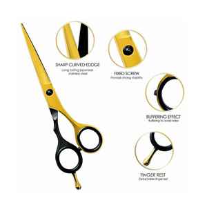 High Quality Professional Stainless Steel Barber <b>Scissors</b> Foldable Lightweight Custom Logo Gold/Black Coated <b>Scissor</b> By HexaCare - Product Image 2