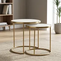 Table basse moderne en métal durable avec plateau en marbre, design minimaliste non pliable, meubles de salon