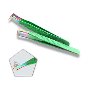 Diamond Grip Customized Logo Eyelash Extension Tweezers <b>Dusted</b> Tip <b>Powder</b> Coated Fiber Tip Anti Magnetic Lash Tools - Product Image 2