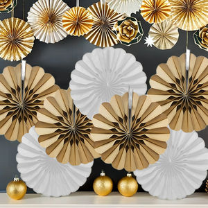 Abanico de Papel Colgante con Estampado de Panal, Suministros de Decoración de Fiesta Plana, Decoración de Eventos Navideños, Venta Al por Mayor - Product Image 5