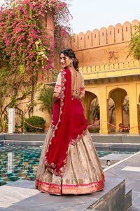 Nouveautés : Lehenga Choli en soie pour femmes, pour mariage et occasions spéciales, Lehenga Choli de mariée pour la vente à l'exportation - Product Image 4