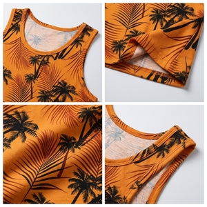 Chalecos Deportivos Personalizados al por Mayor, Unisex, sin Mangas, Cuello Redondo, Estampado de Palmeras Tropicales, Transpirables, para Verano, Camisetas de Baloncesto - Product Image 2