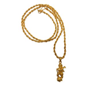 Pendentif Hanuman Doré avec Chaîne – Cadeau Écoresponsable pour Hommes et Femmes – Bijou Religieux Artisanal Moderne Fait Main – Produit de Tiers - Product Image 3