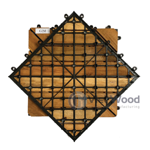 Azulejos de cubierta entrelazados, azulejos de madera de acacia para patio, azulejos de suelo para acabado interior y exterior, teca dorada de 300x300mm - Product Image 5
