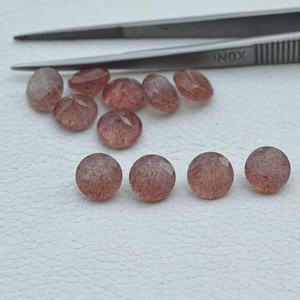 Pierre précieuse de quartz fraise à facettes de qualité AAA 9mm naturelle faite à la main beau fournisseur de gros de quartz rouge à la mode - Product Image 1
