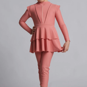 <b>Modest</b> Islamic 1-Piece Sport <b>Swimwear</b> Set Kids High Cut Bottom Eco-Friendly Material Front Zipper Summer Beach Full Coverage - Product Image 6