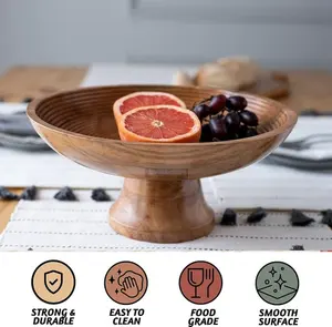 ชามผลไม้ไม้สวยงาม ชามสลัด และชามขนมขบเคี้ยว เหมาะสำหรับภาชนะบนโต๊ะอาหารและเครื่องครัว ขนาด 12 นิ้ว ปลอดภัยสำหรับอาหาร ใช้ตกแต่งได้ - Product Image 3