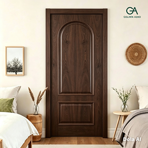 Traditional Solid Wood Interior Door with Arched Panel Design European Style <b>Swing</b> Open - Product Image 1