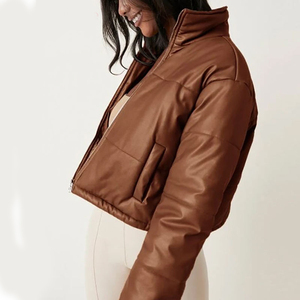 zip front <b>Womens</b> Short Bubble Jacket <b>Women's</b> Cropped <b>Padded</b> <b>Coat</b> Casual outerwear Custom Logo Clothing Supplier <b>Women</b> Outerwear - Product Image 4