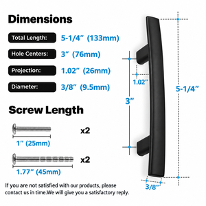Minimalist Black <b>Door</b> <b>Handle</b> 3 Inch Easy Installation for Kitchen Cabinets and Bathroom Vanities - Product Image 2