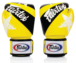 ถุงมือชกมวย Fairtex MMA สีเหลืองดำ แบบขายส่ง ผลิตตามสั่ง หนังแท้ 100% ระบายอากาศได้ดี สำหรับมวยไทย ซานด้า ขนาด 12 ออนซ์ - Product Image 2