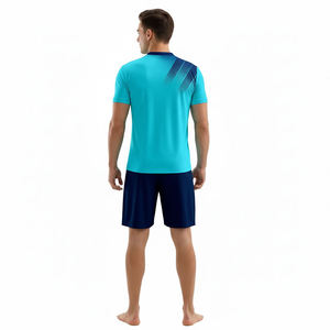 Ensemble de maillots de football sublimés pour hommes, col en V, manches courtes, vêtements de sport respirants, couleur dégradée, uniforme en polyester - Product Image 2