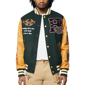 Custom Men's Wool Button-Up Red Leather Sleeve Varsity <b>Jacket</b> Plus Size Letterman Style Bomber Baseball <b>Jacket</b> for Winter - Product Image 6