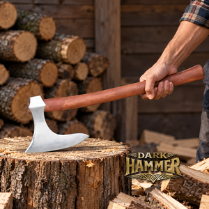 Hache Viking à barbe forgée à la main en acier à haute teneur en carbone plaqué argent, manche en bois dur de qualité supérieure, marteau foncé décoratif - Artisanat d'art - Product Image 1