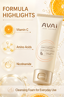 AVAI Nettoyant Éclaircissant Visage à la Vitamine C et aux Acides Aminés, Mousse Nettoyante Quotidienne pour le Visage, Vente en Gros