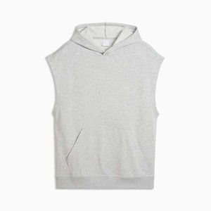 Sudadera de Forro Polar sin Mangas con Capucha para Hombre, Talla Grande, Color Gris Sólido, Informal, con Bolsillo, para Otoño - Product Image 6