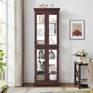 Vetrina Illuminata con Cornice in Legno per Vini, Giocattoli o Esposizione e Conservazione in Soggiorno - Product Image 5