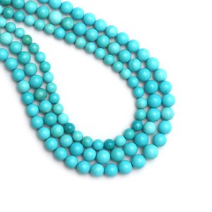Perles rondes lisses en turquoise Sleeping Beauty Arizona 6-8mm, pierres précieuses naturelles en vrac pour la fabrication de bijoux, fournitures en gros - Product Image 3