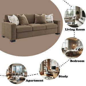 Set Divano in Tessuto Scamosciato Marrone Darya con 4 Cuscini, Elegante Arredamento per Soggiorno - Product Image 4