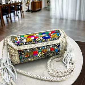 Bolso de mano con diseño de mosaico de Metal hecho a mano para manualidades de lujo para mujer, precio al por mayor para uso nocturno de la India - Product Image 3
