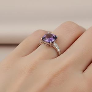 Bague de fiançailles de luxe pour enfant, en améthyste naturelle taille octogonale, double halo, pour mariage et fête, en argent sterling 925, cadeau chrétien pour elle - Product Image 4