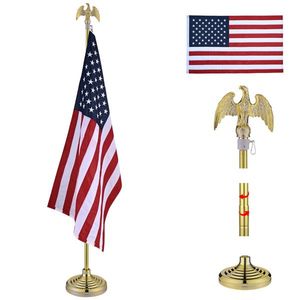 6FT Deluxe Presidential Office Flagpole Set with Gold Eagle Indoor American Flag Great for Sc - Product Image 1