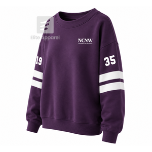 Custom NCNW Council Breathable Varsity <b>Sweatshirt</b> with Embroidered Logo on Front purple White full Sleeve for Female - Product Image 2