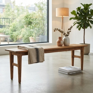 solid wood long <b>bench</b> wooden long <b>bench</b> minimalist dining <b>bench</b> natural wood grain seating <b>bench</b> tapered leg wooden <b>bench</b> modern - Product Image 3
