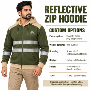 Sweat à capuche LED haute visibilité, chaud, imperméable, classe ANSI 2, avec détails réfléchissants et logo personnalisé pour vêtements de travail en extérieur par temps froid - Product Image 6