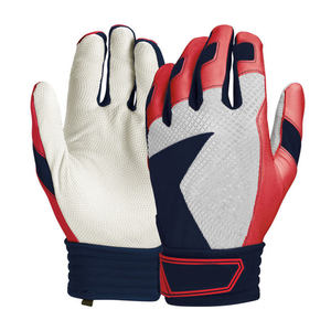 Gants de frappe de baseball pour adultes, rouge, blanc, bleu marine, en cuir rembourré, fermeture auto-agrippante, entraînement unisexe - Product Image 1