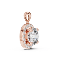 Pendentif Moissanite taille brillant 3,2 carats avec halo, plaqué or rose, en argent sterling 925, forme fleur, sertissage griffe, bijou tendance