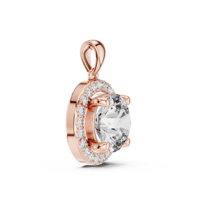 Pendentif Moissanite taille brillant 3,2 carats avec halo, plaqué or rose, en argent sterling 925, forme fleur, sertissage griffe, bijou tendance - Product Image 5
