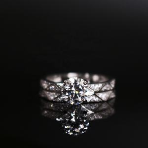 Conjunto de anillo de compromiso con diamantes cultivados en laboratorio, joyería fina de Plata de Ley 925, moissanita, 1 quilate, <span class=keywords><strong>2</strong></span> en 1 - Product Image 4