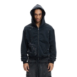 Sudadera con Capucha Unisex de Algodón 100% Lavado con Efecto Desgastado, Tejido Grueso Antiarrugas de 400g, con Pedrería, Estilo Vintage, Ecológica y Oversize - Product Image 4