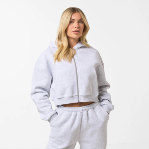 Women's Winter <b>Tracksuit</b> Set Heather <b>Grey</b> <b>Acid</b> <b>Wash</b> Solid 100% Cotton Hooded Drop Shoulder Relaxed Fit Full Length 2 in 1 Design - Product Image 5