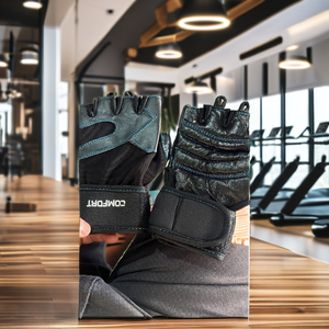 Guantes de Fitness Unisex de medio Dedo de cuero para gimnasio levantamiento de pesas transpirable acolchado con correas deportes aplicables - Product Image 3