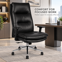 Chaise de bureau de direction moderne à dossier haut en cuir PU avec base chromée inclinable verrouillable et accoudoirs rembourrés