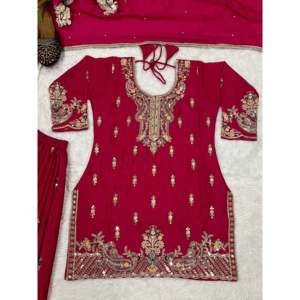 Ensemble de vêtements de fête pour femmes de créateur Sharara Plazzo Dupatta - Product Image 1