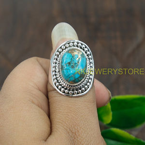 Anillo de Turquesa Azul Cobre, Anillo de Plata de Ley 925, Anillo Hecho a Mano con Diseño Único, Anillo con Gema, Joyería de Turquesa, Regalo - Product Image 4