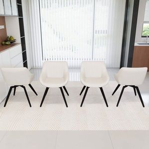 Ensemble de 4 chaises de salle à manger de style médiéval moderne, en PU, avec pieds en métal noir décoratifs, pour usage domestique - Product Image 2