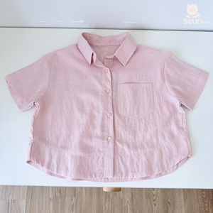 SeunKids Boys Girls Short Sleeve <b>Linen</b> <b>Shirt</b> Soft Breathable Woven <b>Summer</b> Top Vietnam Manufacturer - Product Image 3