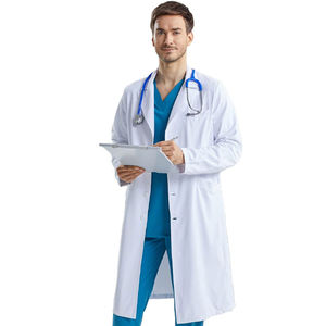 Blouse médicale de sécurité pour hommes, grande taille, légère, vêtements d'hôpital avec détection d'aiguilles, tissu blanc sécurisé avec grandes poches - Product Image 1