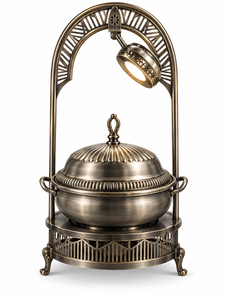 Plat à chafing Zarvique Royal en acier inoxydable martelé argenté avec support de buffet orné – Ensemble de couverts de fête durable et écoresponsable - Product Image 2