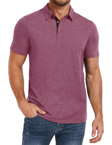 Chemise de mode pour homme à manches courtes, col tricoté, tissu doux de qualité supérieure, respirant, en spandex/coton, décontractée, sportive, golf, unie - Product Image 1