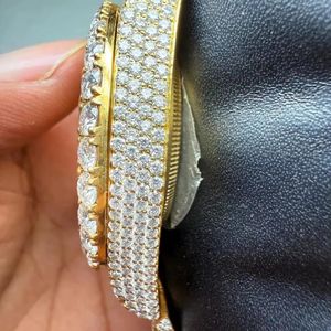 Splendid Gift Jewelry Luxury Diamond <b>Watch</b> Silver Moissanite <b>Case</b> Sapphire Crystal Dial Analog ETA Movement 10m Water Resistant - Product Image 4