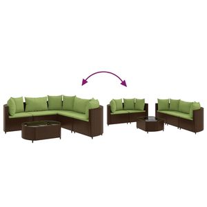 Ensemble de 5 canapés de patio brun et vert pour la détente en jardin - Product Image 6