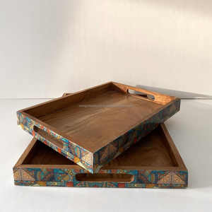 Bandeja de Madera de Mango Indio y Acacia, Ecológica, Pulida, Natural, Rectangular, para Servir, Decoración del Hogar, Estilo Vintage, para Cocina y Restaurante - Product Image 1