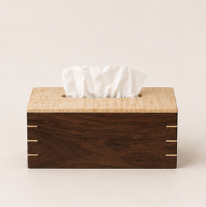 Caja de pañuelos de madera de nogal negro macizo y arce tigrado, hecha a mano, de lujo, artesanal, rectangular, para el hogar. - Product Image 3
